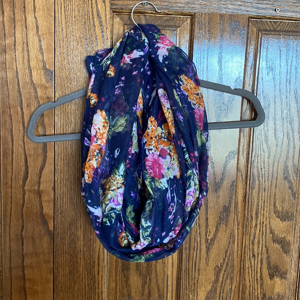 Navy Floral Infinity Scarf